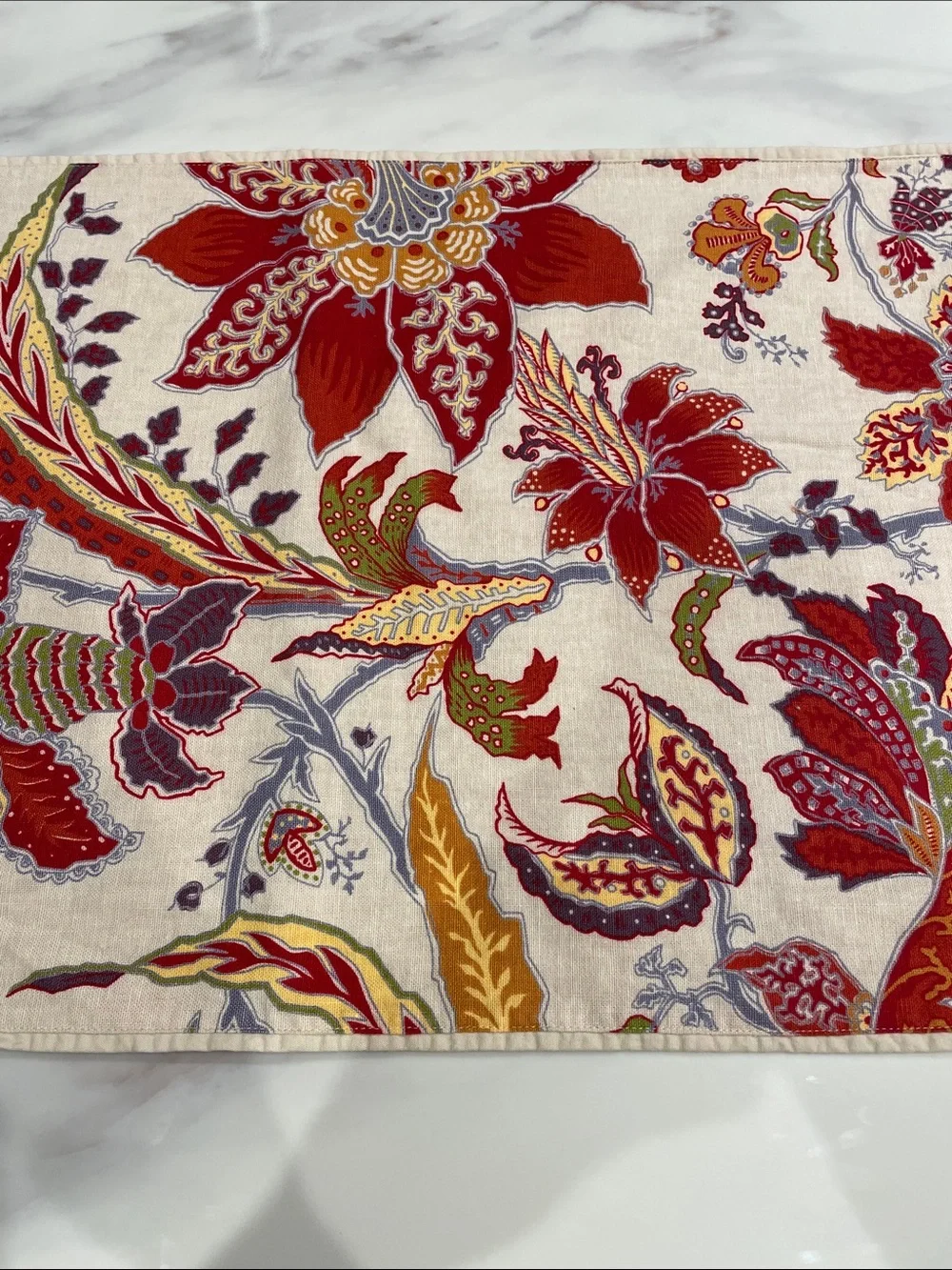 Pottery Barn Red Floral Table Runner - Home Dining